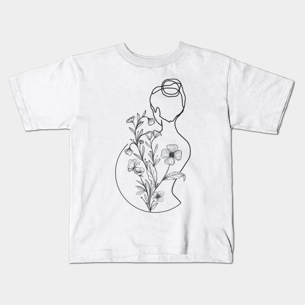 Plant Lady Line Kids T-Shirt by jobieh shop
